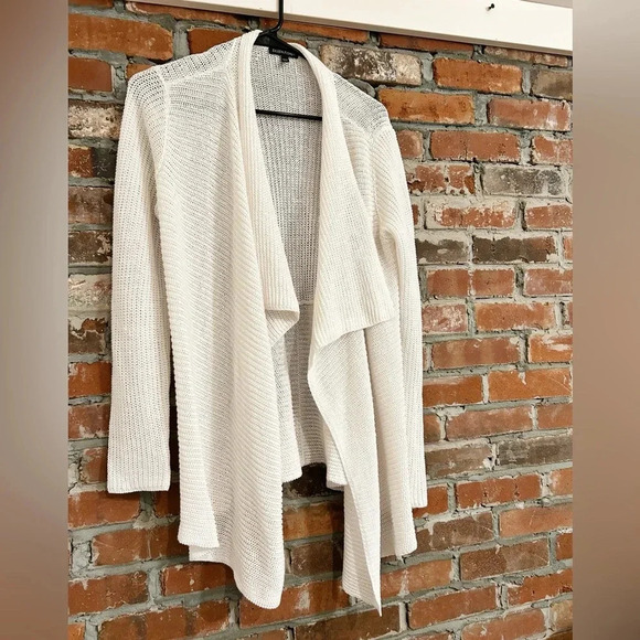 Eileen Fisher 100% Linen White Open-Front Sweater Size S/P - Picture 3 of 8